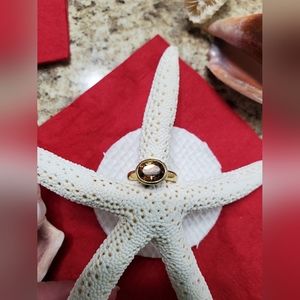 FAYE 14K Yellow Gold Cognac Color Semi-Precious Stone Ring Size 5 Made in USA